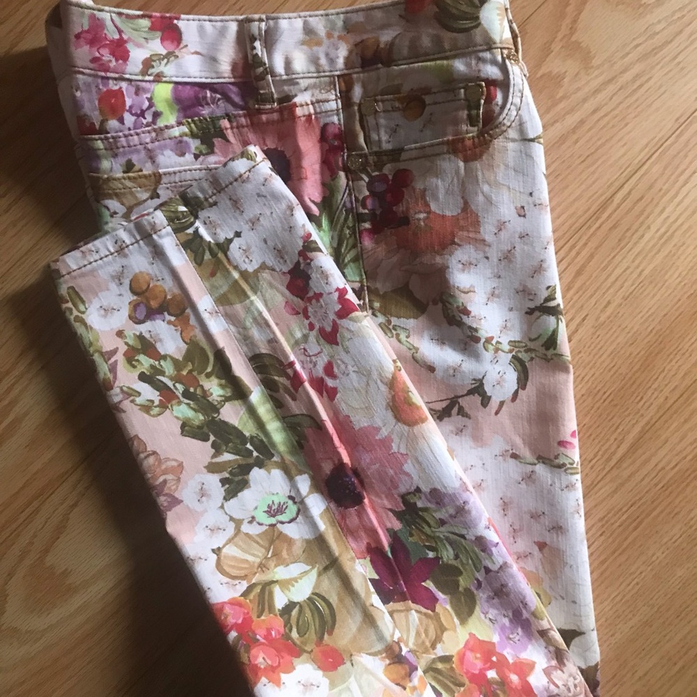 Tory Burch Floral Skinny Jeans Pants Sz 29